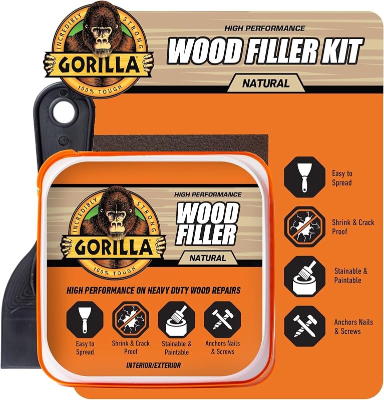 Gorilla All Purpose Wood Filler Kit, with Putty Knife and Sanding Block — Woodworking no leak for woodworking kit