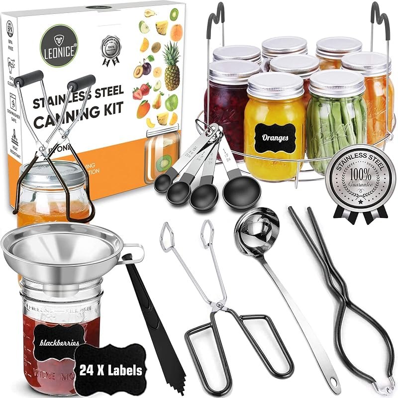 LEONICE Canning Supplies Starter Kit with Rack, Canner Essential Tools