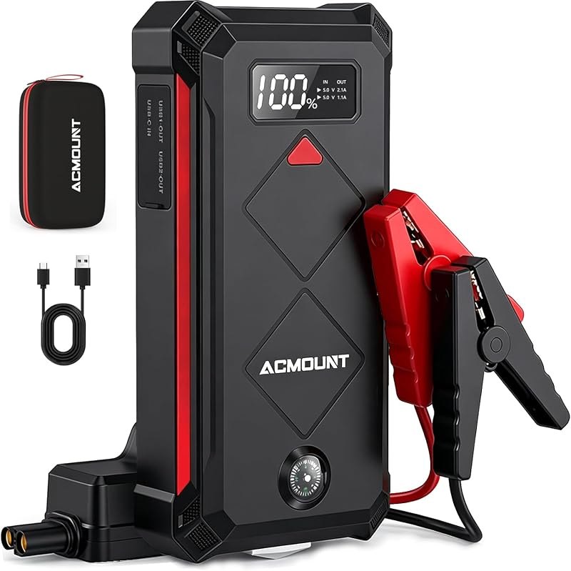 ACMOUNT P100 5000A Car Battery Jump Starter for 10.0L Gas/8.0L Diesel — jump starter for best dash cam under 40