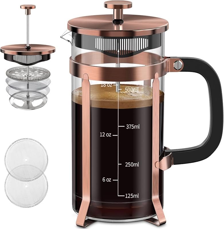 QUQIYSO French Press Coffee Maker, Borosilicate Glass Coffee Press — French press for best home coffee maker under 40