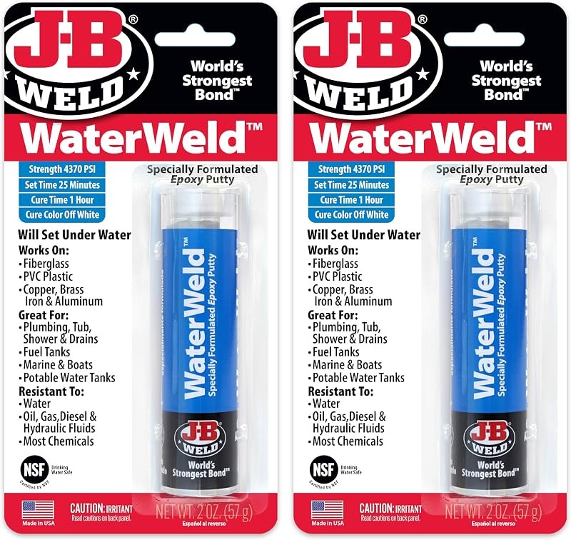 J-B Weld WaterWeld, 1 Hour Cure, Epoxy Putty Stick - 2 Pack, Off-White (8277-2) — underwater-epoxy-pond for pond leak