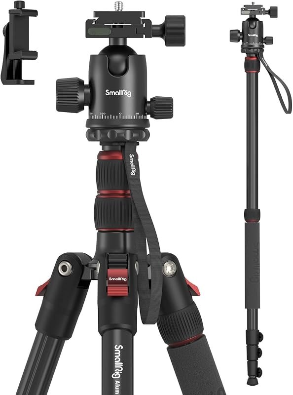 SmallRig 71"/ 180cm Aluminum Camera Ball Head Tripod & Monopod CT-10 — tripod for best beginner mirrorless camera best