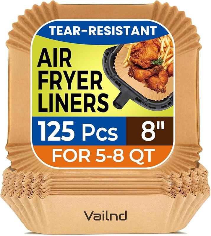 125Pcs 8 Inch Square Air Fryer Liners Disposable for 5-8QT, Parchment Paper — liners for best air fryer