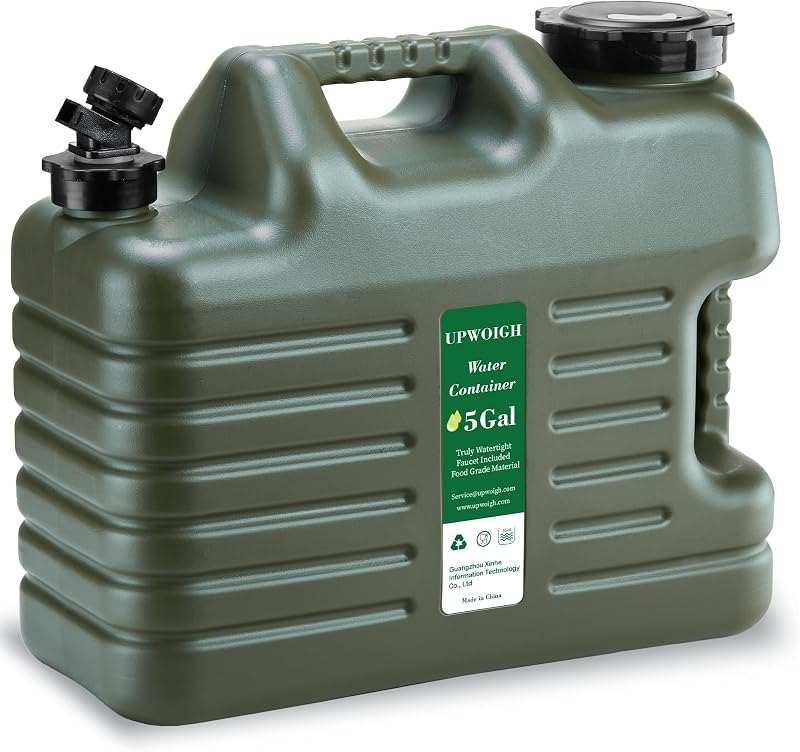 UPWOIGH 5 Gallon Camping Water Jug with Spigot, Military Green, 1 Pack — water storage container 5 gallon hea for