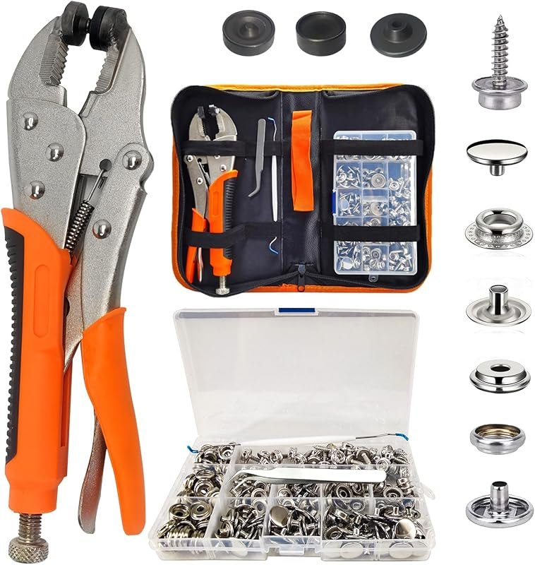 Snap Fasteners Kit, Heavy Duty Fastener Tool and 60-Set 15mm Marine Snaps — Boat replacement for Boat kit