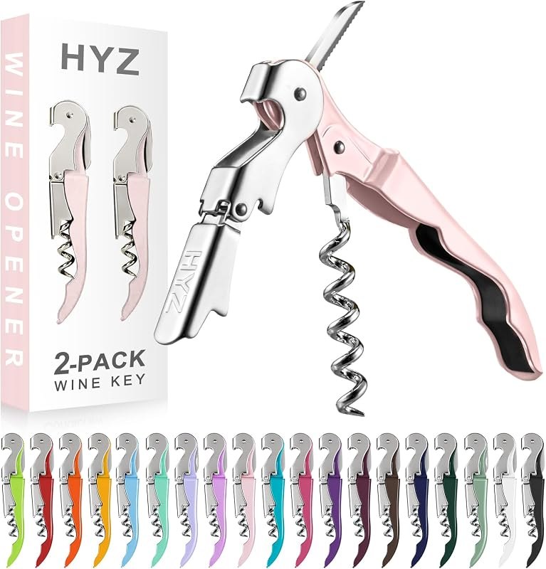HYZ 2-Pack Wine Opener, Waiter Corkscrew Wine Key for Server, Pink — waiters corkscrew heavy duty for waiters corkscrew