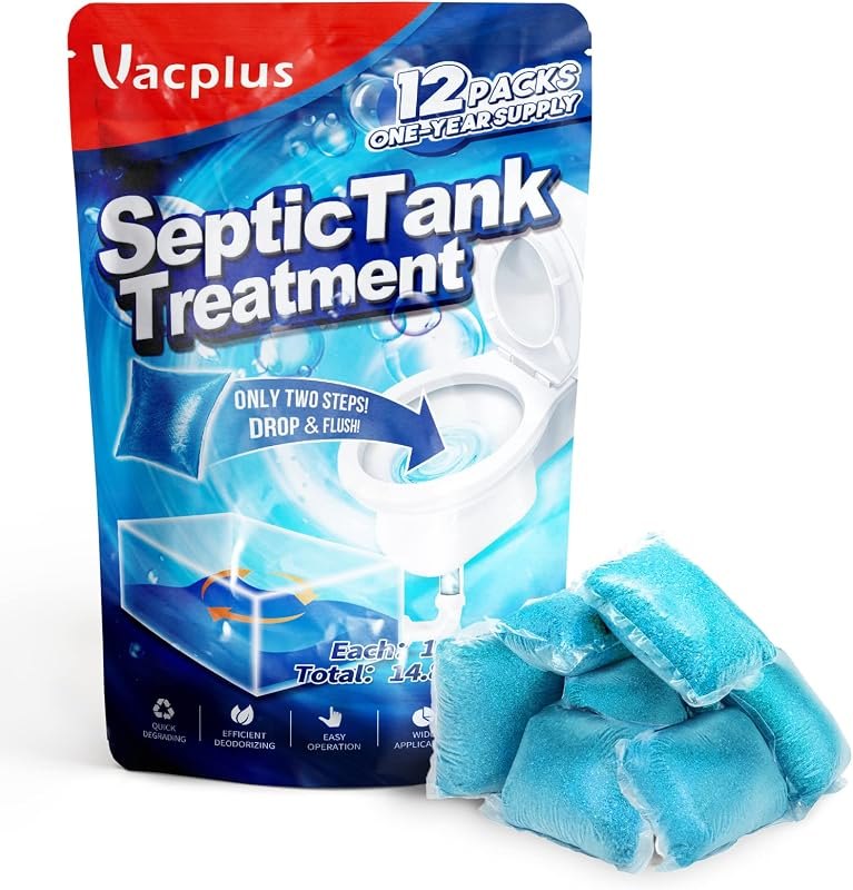 Septic Tank Treatment, 12 Pack, 1-Year Supply, 2X Efficiency
