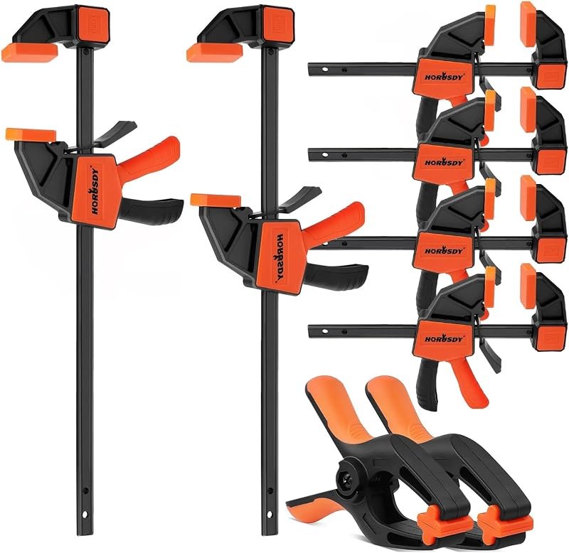 HORUSDY 8-Pack Bar Clamps for Woodworking, 12" and 6" Bar Clamps, Wood Working Clamp Sets, Quick Clamps F Clamp with