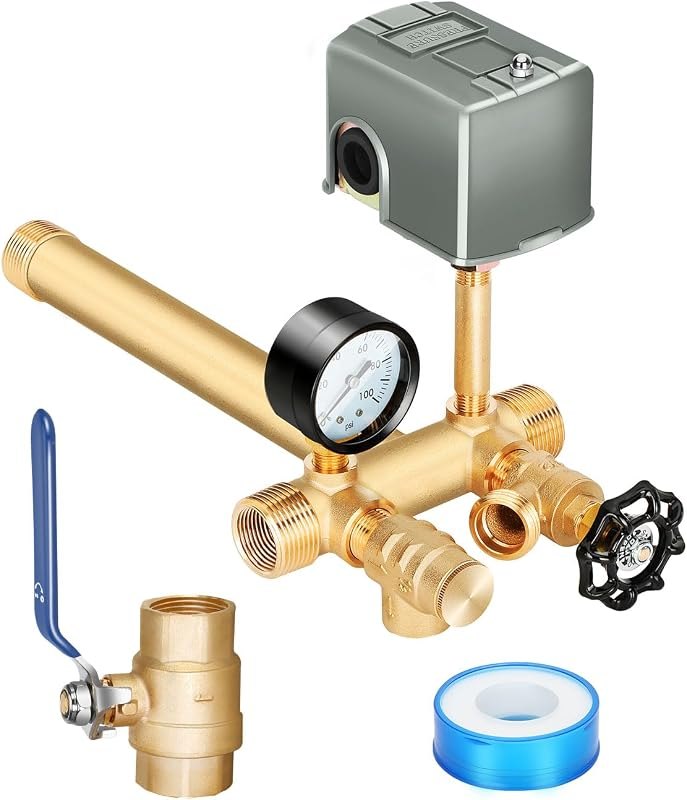 Miumoon 1"x 11" Well Pressure Tank Tee Kit with 40-60Psi Pressure Switch — Well Water kit for well water