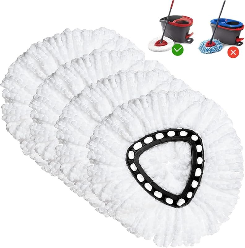 Spin Mop Replacement Head 4 Pack Mop Refill Compatible with Ocedar Triangle Swivel Mops Microfiber Swivel Mop