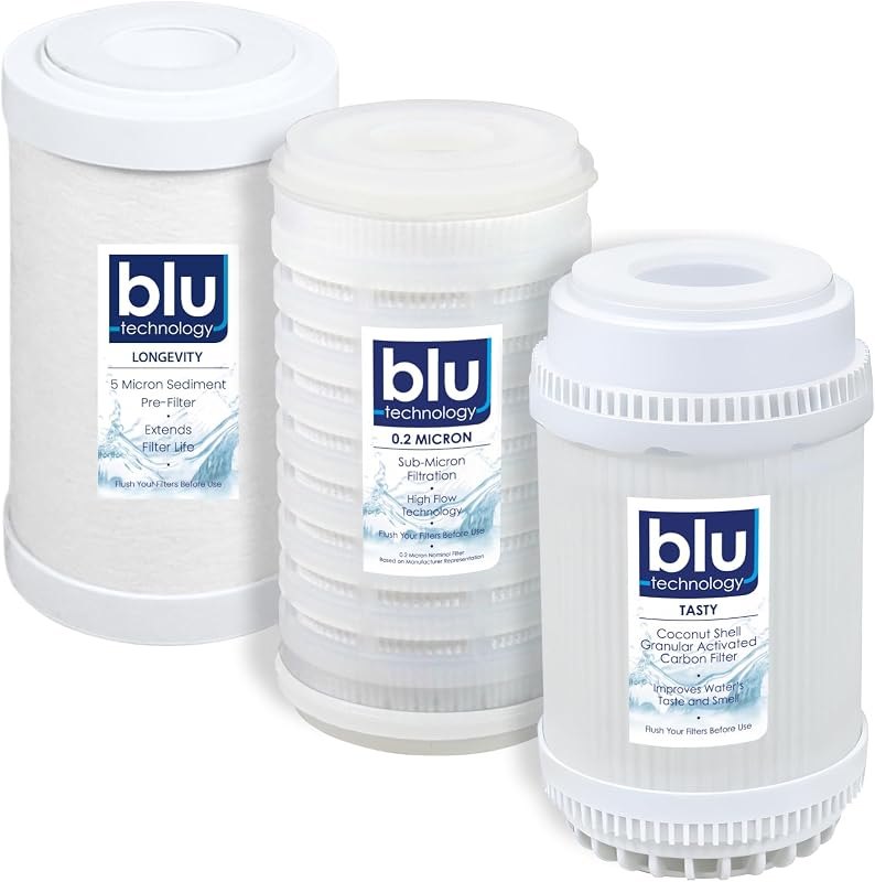 GoBluTech Trio RV Water Filter Recharge Pack for R3 & AR3-2.5” x 5” for RV Water Filter System, 0.2 Micron High Flow