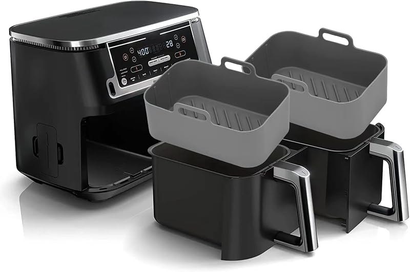 2Pcs Air Fryer Silicone Liners Rectangular for Ninja Foodi Dual DZ201 8QT — silicone pot for best air fryer
