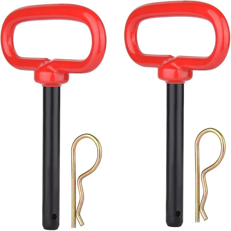 3/8" x 4" Inch Trailer Hitch Pin and Clip Towing Hitchs Red Handle Hitch Pin Accessories for Tractors,Clevis Pin 2PCS