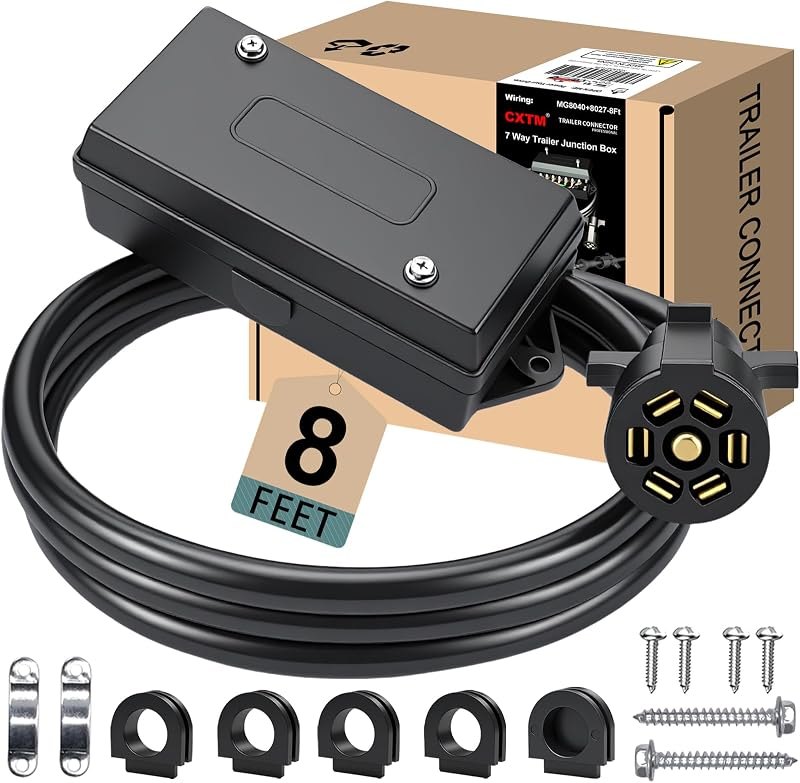 7-Way Trailer Wiring Harness Kit, 8 ft Cable with 7 Way Junction Box — trailer-wiring-kit-replaceme for trailer wiring