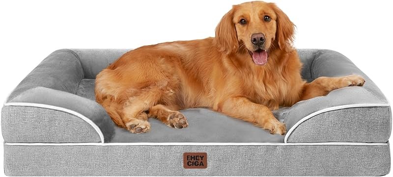 EHEYCIGA Orthopedic Dog Beds Large Sized Dog, Waterproof Memory Foam Pet Bed with Sides, Non-Slip Bottom Large Pet Bed