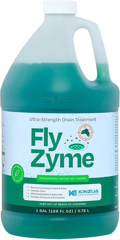 Fly-Zyme Enzyme Drain Cleaner Gel for Pipes, Fruit Flies & Odors, 1 Gallon — best enzyme drain cleaner for enzyme