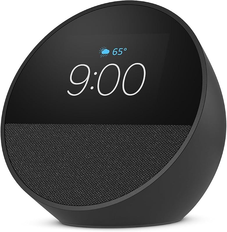 Echo Spot (newest model), Great for nightstands, offices and kitchens, Smart alarm clock, Designed for Alexa+, Black —
