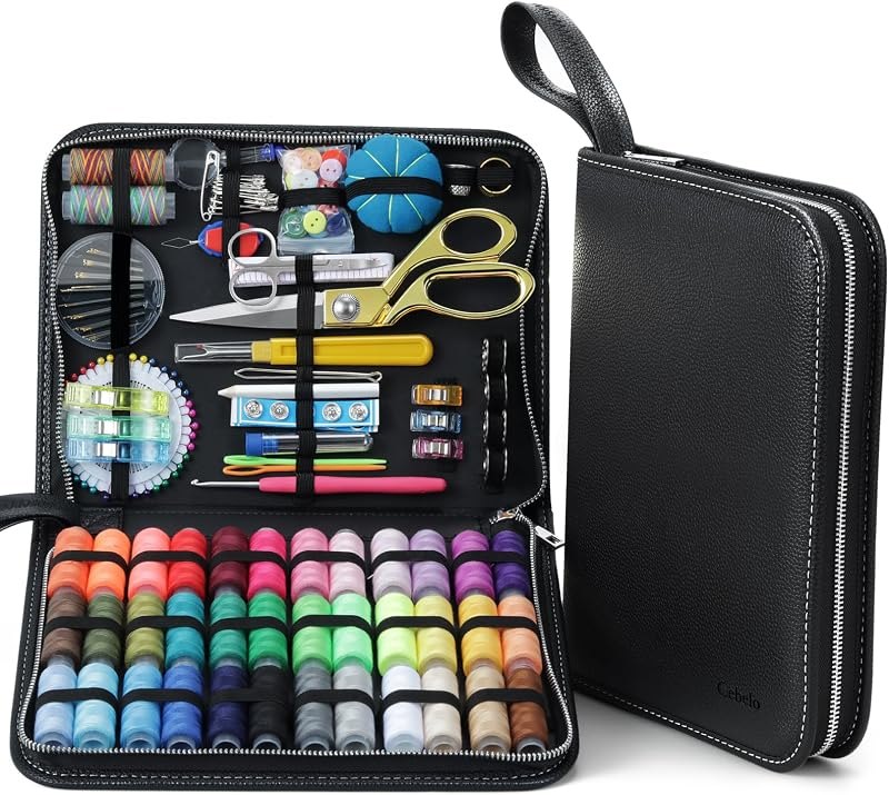 Cebelo Large Sewing Kit for Adults: 2-Year Supply for Home Mending (Black)
