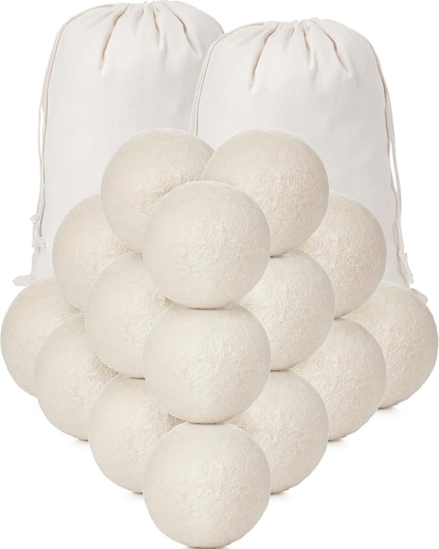 Kenning 26 Pcs Wool Dryer Balls Set, 24 Reusable Dryer Balls 2 Muslin Bag