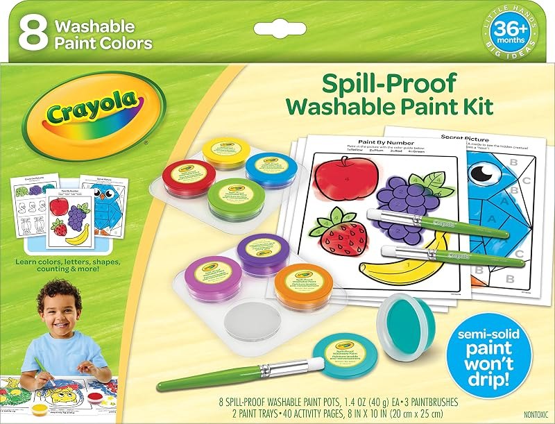Crayola Spill Proof Paint Set (8ct), Washable Toddler Paint Kit — Craft no leak for craft kit
