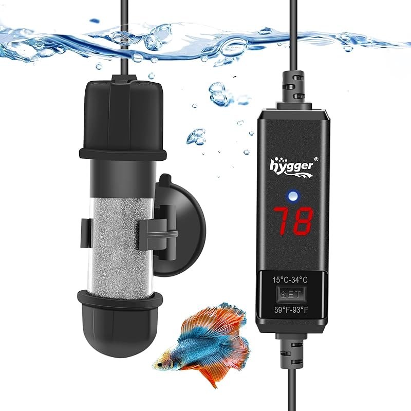 hygger Small Aquarium Betta Heater, Submersible Fish Tank Heater 10W/25W/50W/100W with LED Digital Display, Suitable