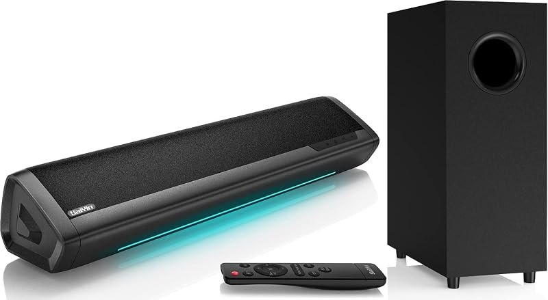 Saiyin Sound Bar with Subwoofer, Home Theater Surround System for TV PC — with sub for best soundbar under 40