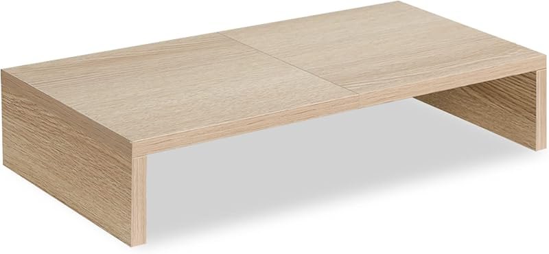 TEAMIX 20 inch Wood Monitor Stand Riser, Wooden Desktop Stand Shelf, Maple — riser for best standing desk accessories