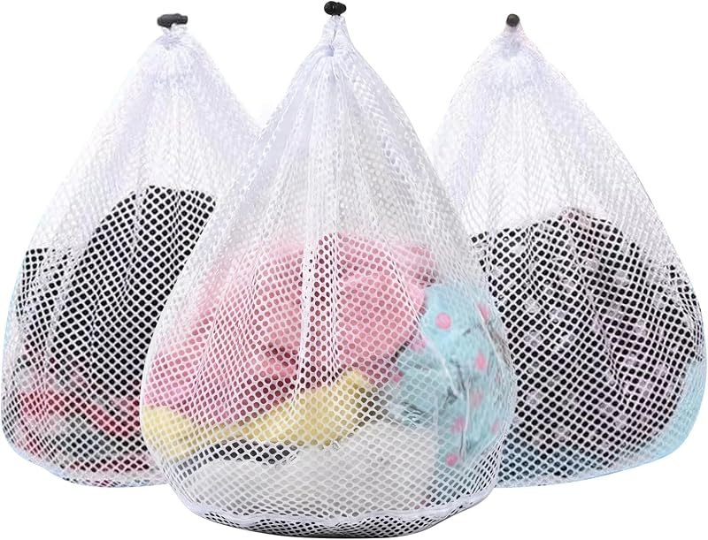 3 Pack XXL Mesh Laundry Bags for Delicates, Extra Large Laundry Wash Bags for Clothes,Bed Linen,Toys with Drawstring