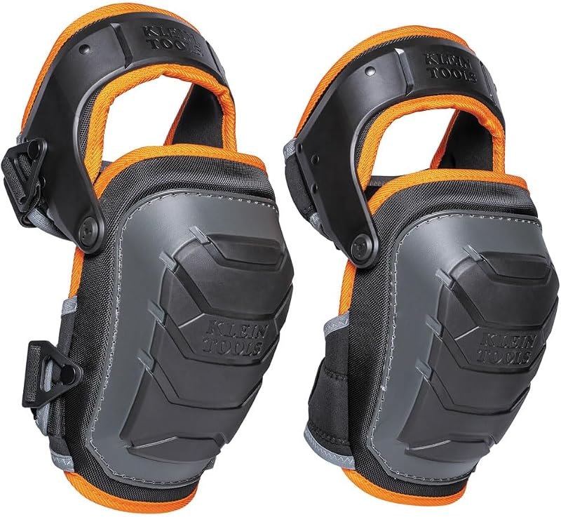 Klein Tools 60491 Hinged Knee Pads, Heavy Duty Gel Foam Protective Knee Pads with Quick-Fasten Buckle and Thigh Strap
