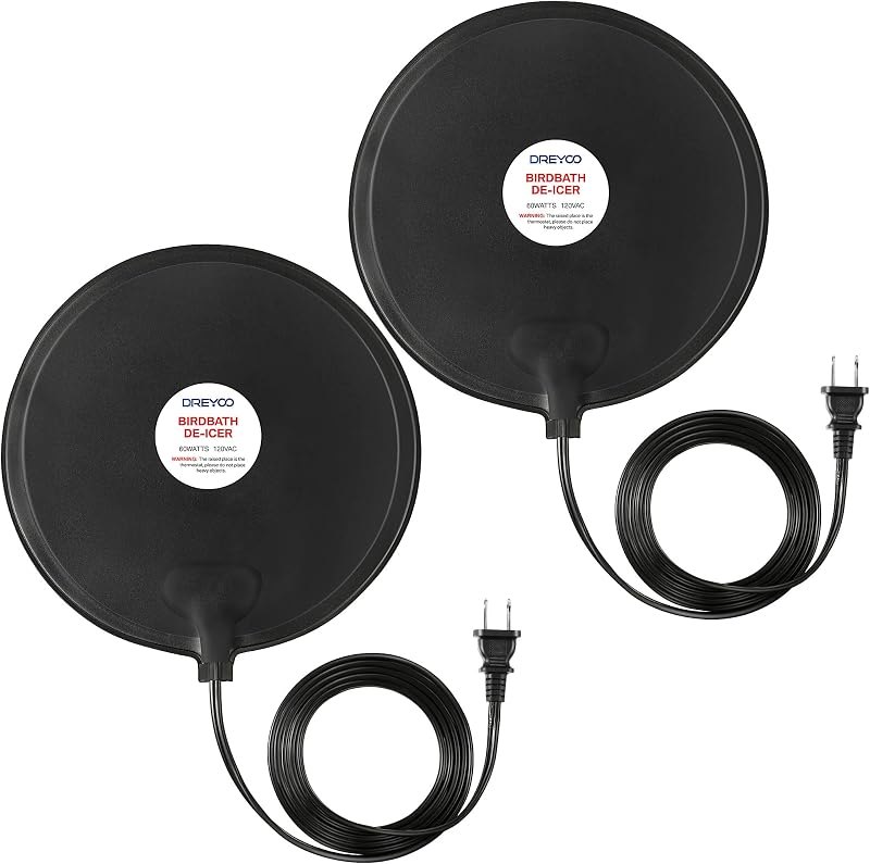 Dreyoo Bird Bath De Icer, 60w Submergible De Icer, Thermostatic Controlled Winter Water Heater Deicer for Bird