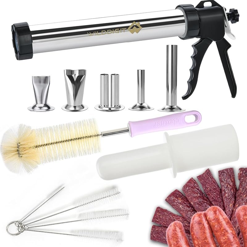 2.1 LB 3rd Gen Professional Stainless Steel Sausage Stuffer, Jerky Gun Kit — jerky gun for food dehydrator