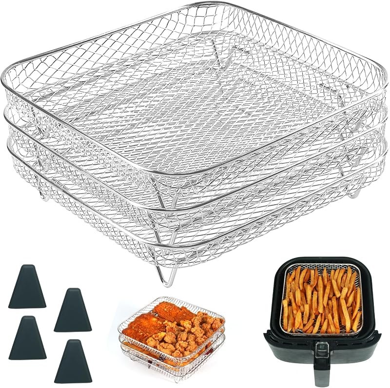 BYKITCHEN 8 inch Square Air Fryer Rack for Cosori,Ninja,Gourmia Airfryer — rack for best air fryer under 40