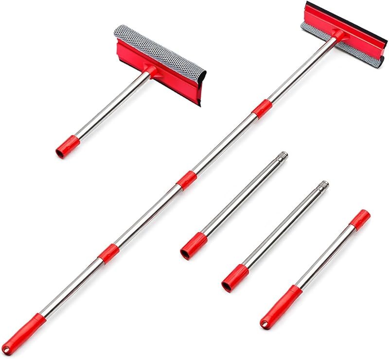 DSV Professional Squeegee for Window Cleaning with Long 55" Extension Handle, Window Cleaning Kit, 2-in-1 Window