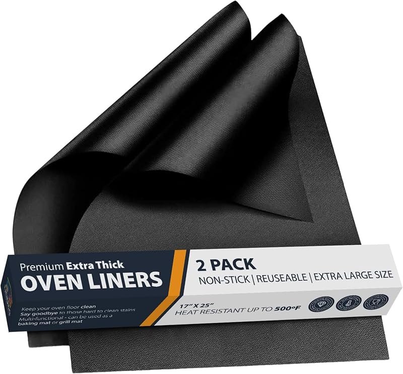 Oven Liners for Bottom of Oven - 2 Pack Large Heavy Duty Mats, 17”x25” Non-Stick Reusable Liner for Electric, Gas