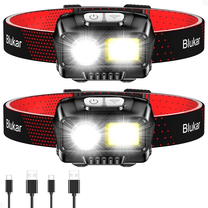 Blukar LED Headlamp Rechargeable, 2000L Super Bright Headlight Flashlight — headlamp for best camping lantern