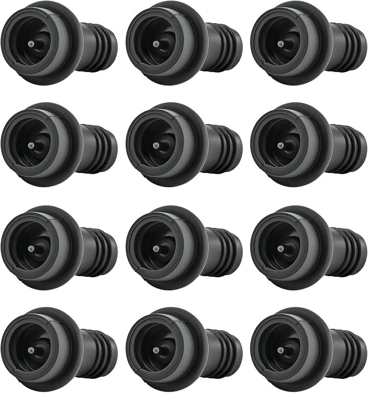 WOTOR Wine Stoppers Vacuum, Silicone Wine Saver & Preserver, 12 Pcs (Black) — vacuum wine stopper refill for vacuum