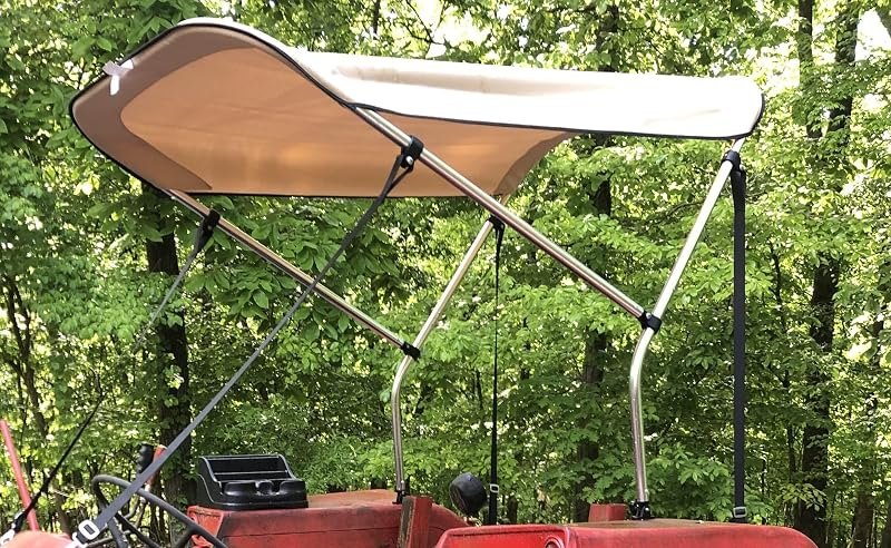 Beige 3 ft by 5 ft Tractor/Mower Sun Shade/Canopy by Cypress Rowe Outfitters, Patent Pending Design Sun Shade Canopy