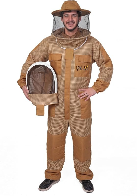 3-Layer Ultra Ventilated Sting Proof Bee Suit for Men & Women — bee suit with veil kit for bee suit with veil durable