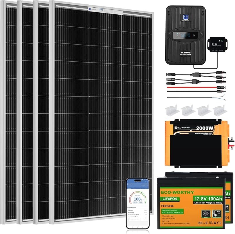ECO-Worthy 1.6KWH Complete Solar Panel Kit 400W 12V for RV Off Grid — best Off Grid for off grid kit