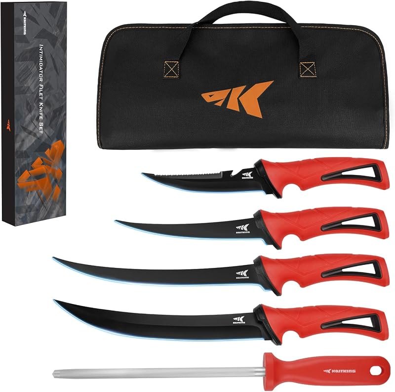 KastKing Intimidator Bait Knife and Fillet Knives, Fishing Gifts, 6-Piece — filet knife pack for filet knife durable