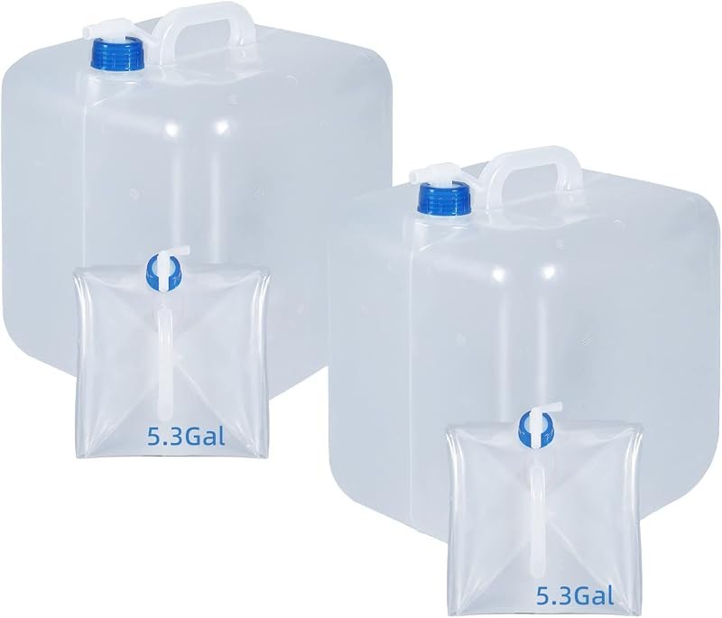2 Pack Collapsible Water Container with Spigot, Foldable Cube Water Jugs Portable Water Storage for Outdoors Camping