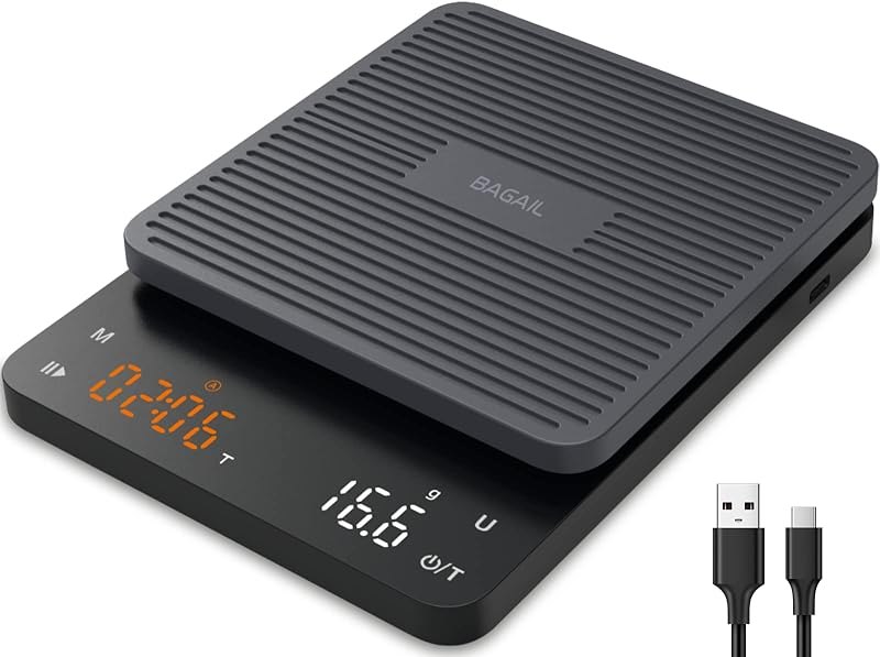 BAGAIL Coffee Scale with Timer, 0.1g/3kg Precision — scale for best home coffee maker under 40