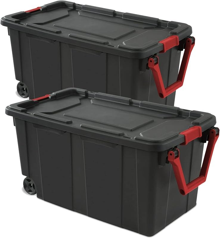 Storage Bins 40 Gallon Heavy-Duty Plastic Storage Bins, 2 Pack Container Totes with Durable Lid and Secure Latching
