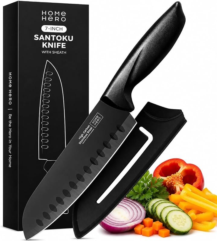 Home Hero Santoku Knife with Sheath - High Carbon Stainless Steel Knife — santoku for best chef knife