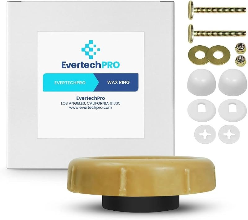 EvertechPRO Universal Extra Thick Toilet Wax Ring Replacement Kit for Floor Outlet Toilet Bowl with Black Rubber