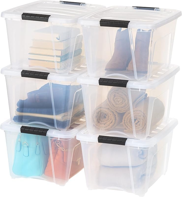 IRIS USA 6-Pack 32 Quart Storage Bins with Lids, Clear — clear storage bins with lids pack for clear storage bins with