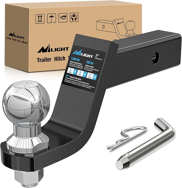 Nilight Trailer Hitch Ball Mount Fits 2" Receiver with 2" Ball 4" Drop — trailer-hitch-kit for trailer hitch compact