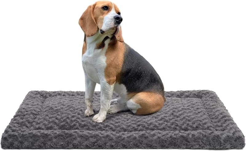 Exsnugy Washable Dog Bed Mat Medium Size Fluffy Pet Crate Pad 36x23 — crate mat for best dog accessories
