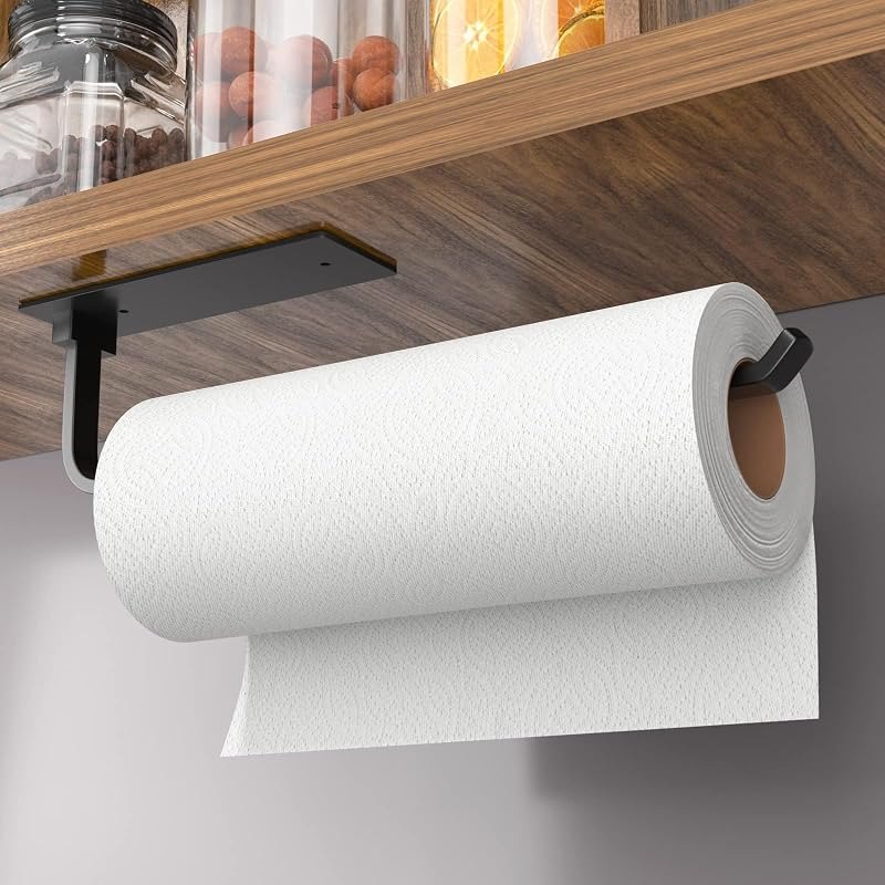 Paper Towel Holder Under Cabinet, Self-Adhesive or Drilling, Matte Black — RV for home for best