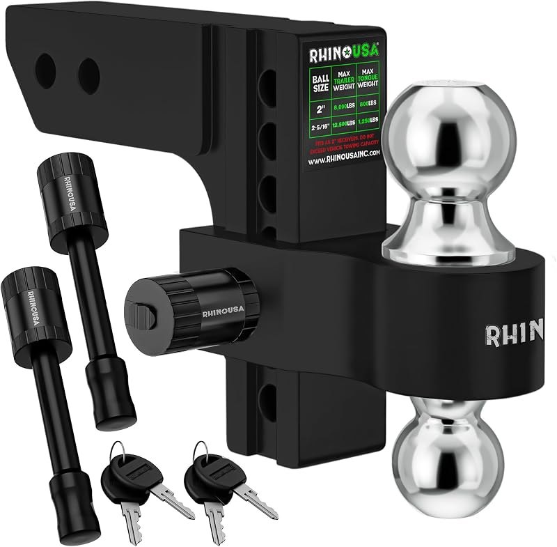 Rhino USA Adjustable Trailer Hitch (2in Receiver) - 6in Drop/Rise